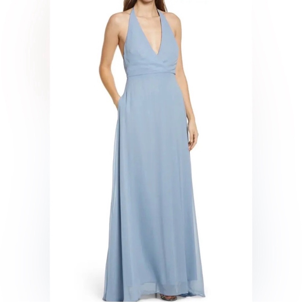 Birdy Grey Halter V-Neck Maxi Dress